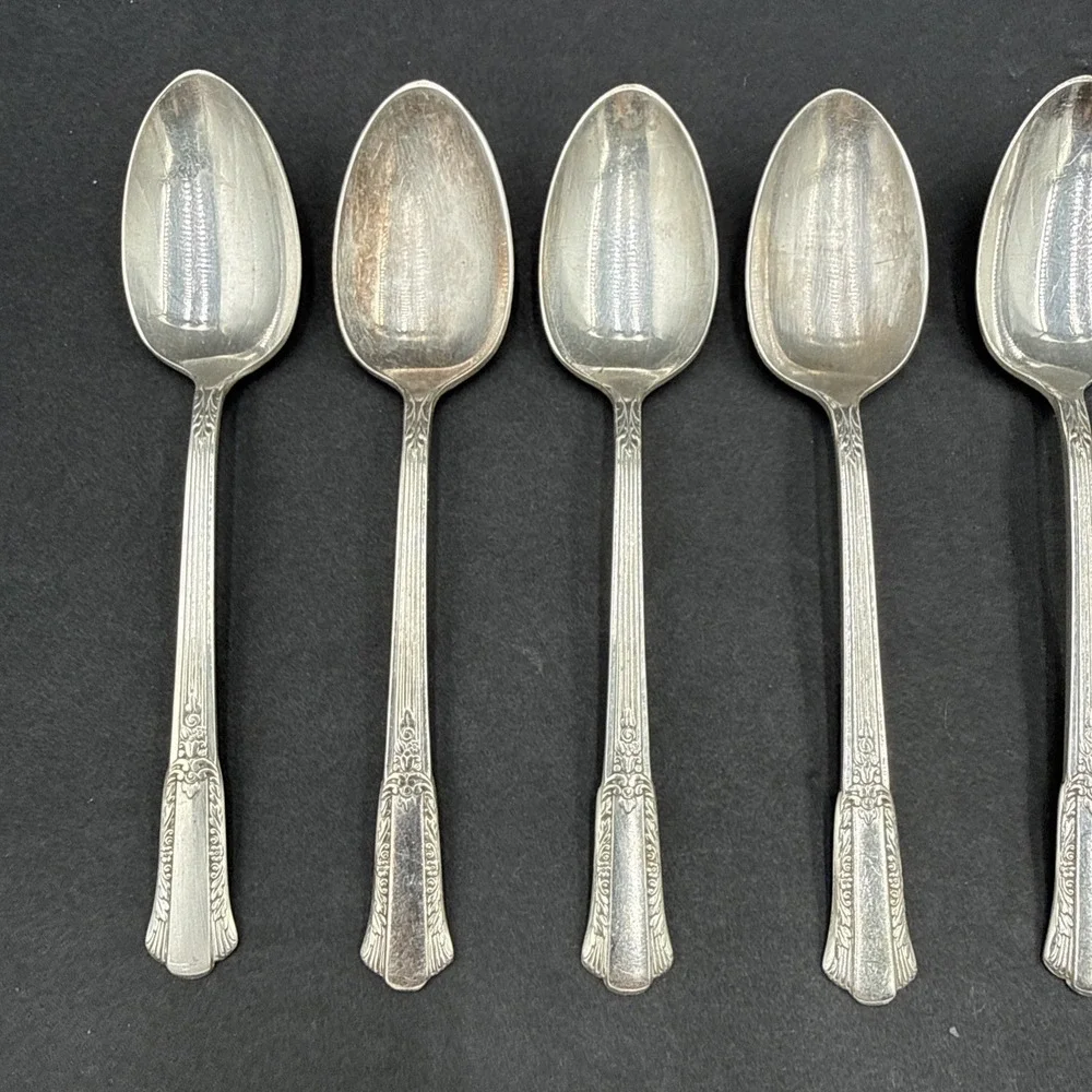 1940 VTG‎ WM Rogers silver plate overlaid flatware 'treasure' 10Pc Spoons